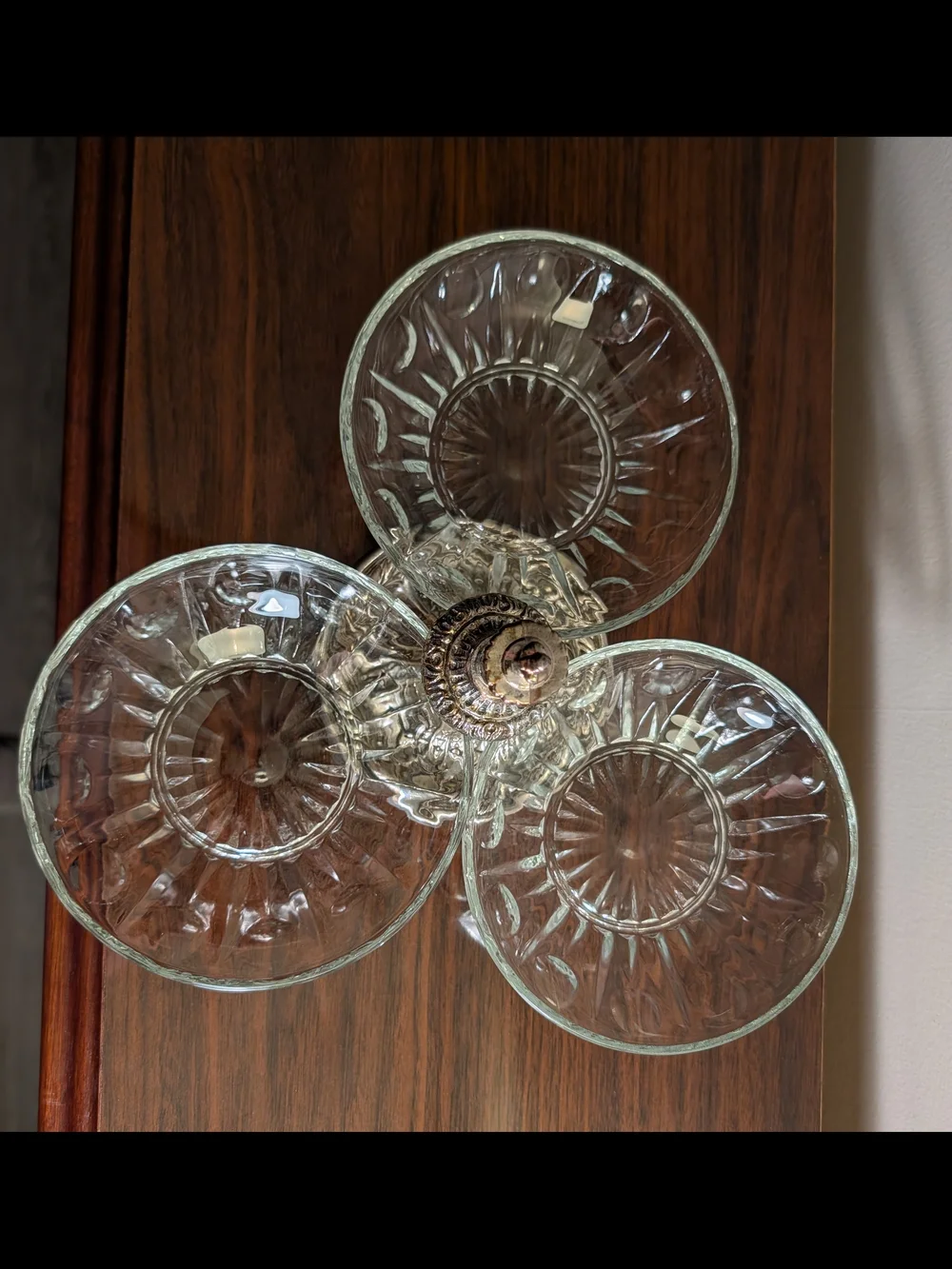 Princess House 3-Dish Glass Condiment Server with Center Holder
